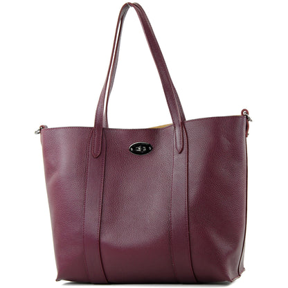 modamoda de - T187 - ital. Shopper DIN A4  Leder Damentasche mit Innentasche