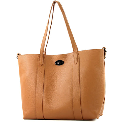 modamoda de - T187 - ital. Shopper DIN A4  Leder Damentasche mit Innentasche