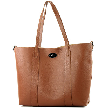 modamoda de - T187 - ital. Shopper DIN A4  Leder Damentasche mit Innentasche