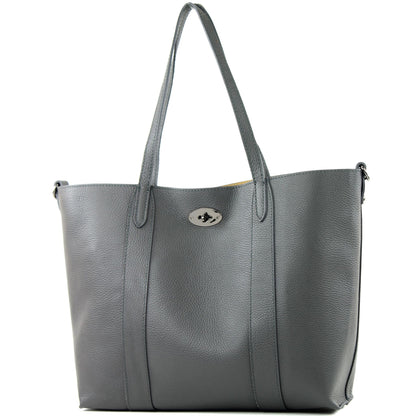 modamoda de - T187 - ital. Shopper DIN A4  Leder Damentasche mit Innentasche