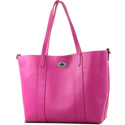 modamoda de - T187 - ital. Shopper DIN A4  Leder Damentasche mit Innentasche