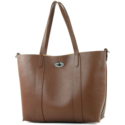 modamoda de - T187 - ital. Shopper DIN A4  Leder Damentasche mit Innentasche