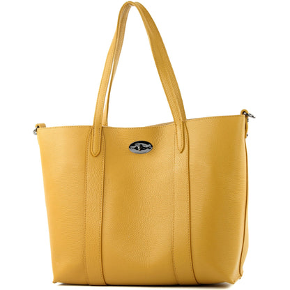 modamoda de - T187 - ital. Shopper DIN A4  Leder Damentasche mit Innentasche