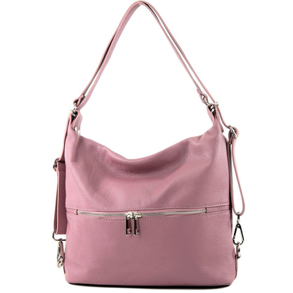modamoda de - T233 - ital. Damen Rucksack Tasche 2in1 aus Leder