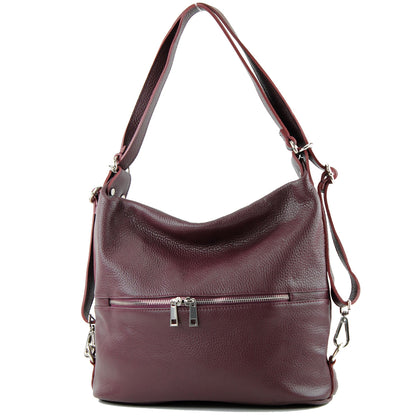 modamoda de - T233 - ital. Damen Rucksack Tasche 2in1 aus Leder
