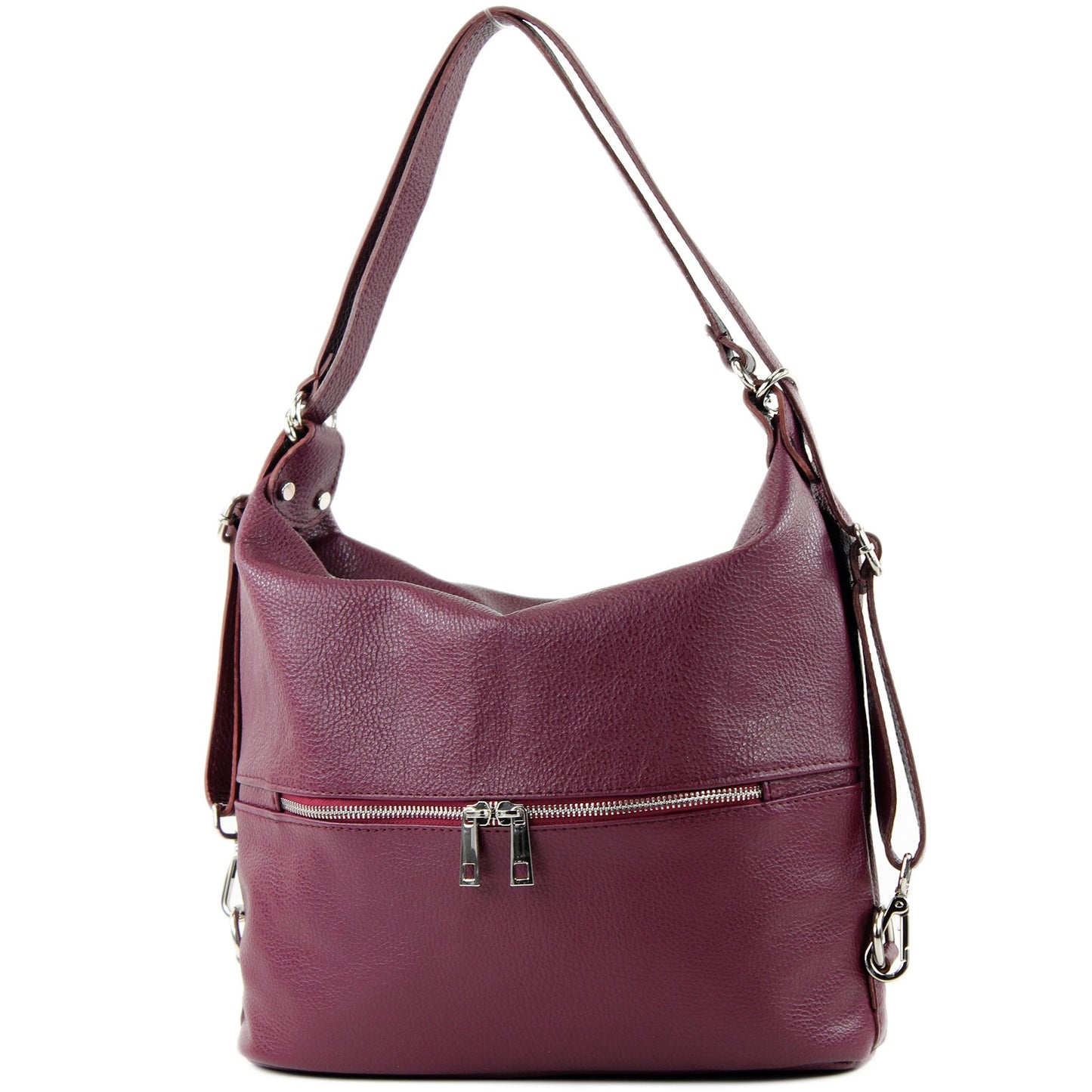 modamoda de - T233 - ital. Damen Rucksack Tasche 2in1 aus Leder