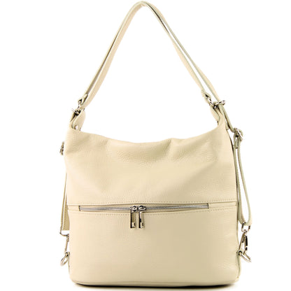 modamoda de - T233 - ital. Damen Rucksack Tasche 2in1 aus Leder