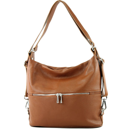 modamoda de - T233 - ital. Damen Rucksack Tasche 2in1 aus Leder