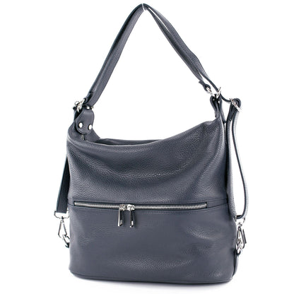 modamoda de - T233 - ital. Damen Rucksack Tasche 2in1 aus Leder