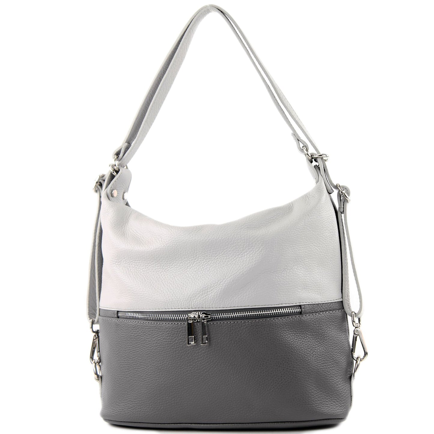 modamoda de - T233 - ital. Damen Rucksack Tasche 2in1 aus Leder