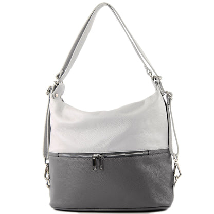 modamoda de - T233 - ital. Damen Rucksack Tasche 2in1 aus Leder