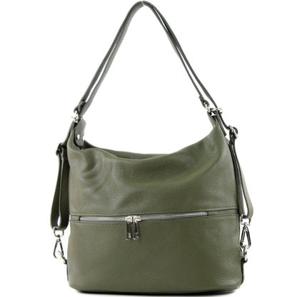 modamoda de - T233 - ital. Damen Rucksack Tasche 2in1 aus Leder