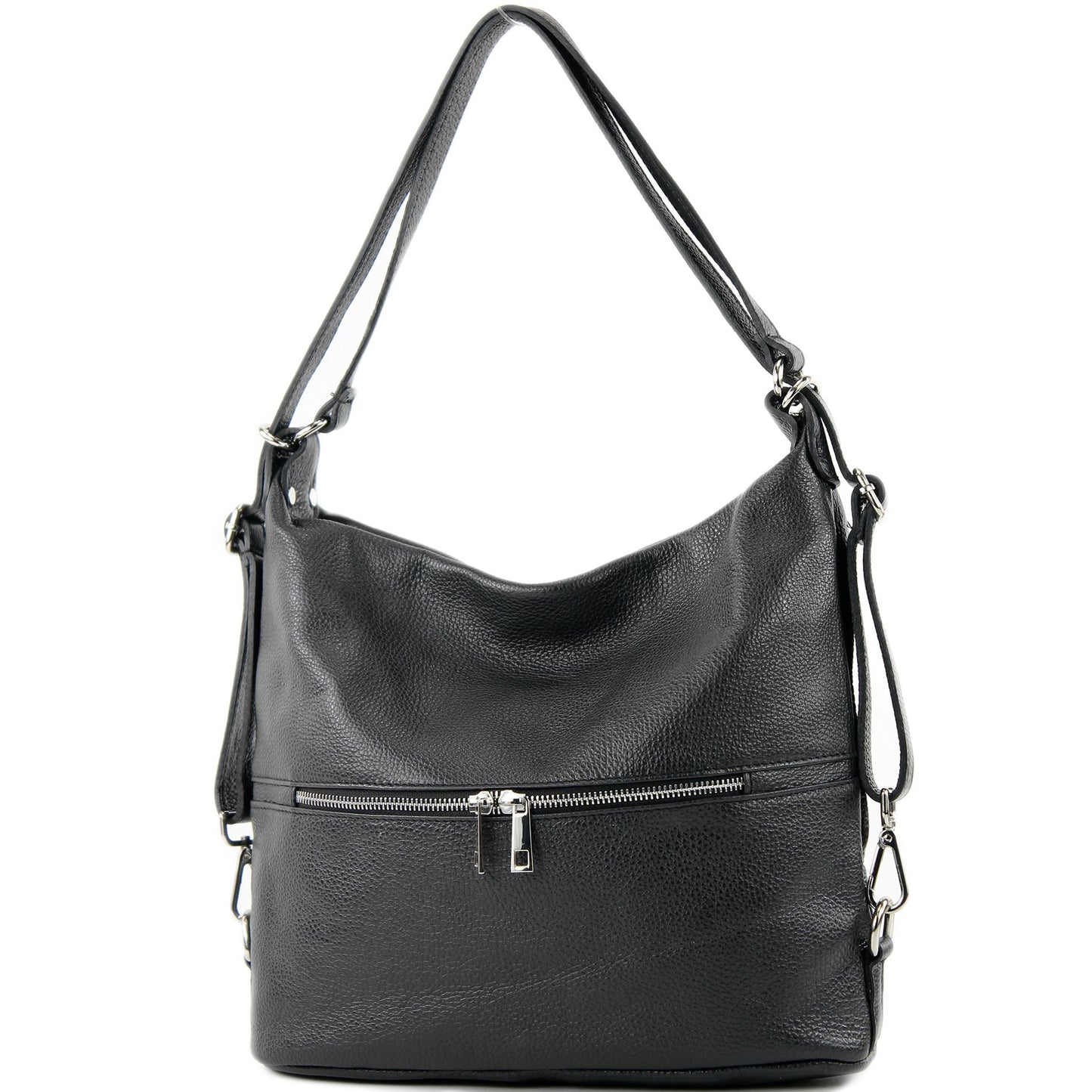 modamoda de - T233 - ital. Damen Rucksack Tasche 2in1 aus Leder