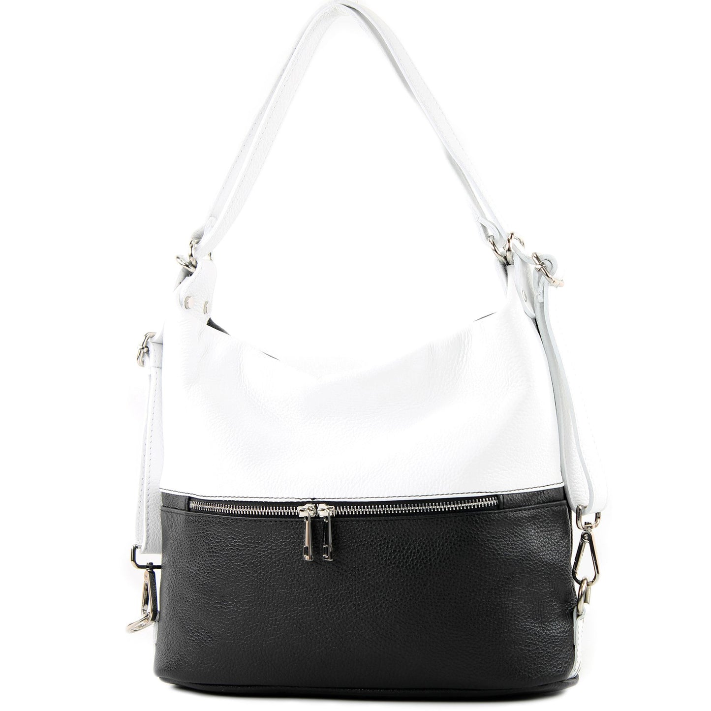 modamoda de - T233 - ital. Damen Rucksack Tasche 2in1 aus Leder