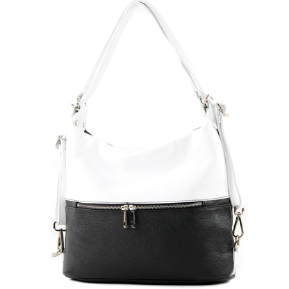 modamoda de - T233 - ital. Damen Rucksack Tasche 2in1 aus Leder