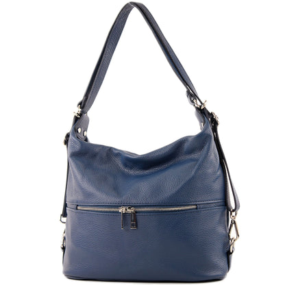 modamoda de - T233 - ital. Damen Rucksack Tasche 2in1 aus Leder
