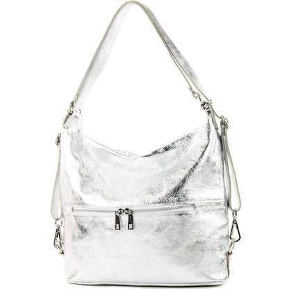 modamoda de - T233 - ital. Damen Rucksack Tasche 2in1 aus Leder