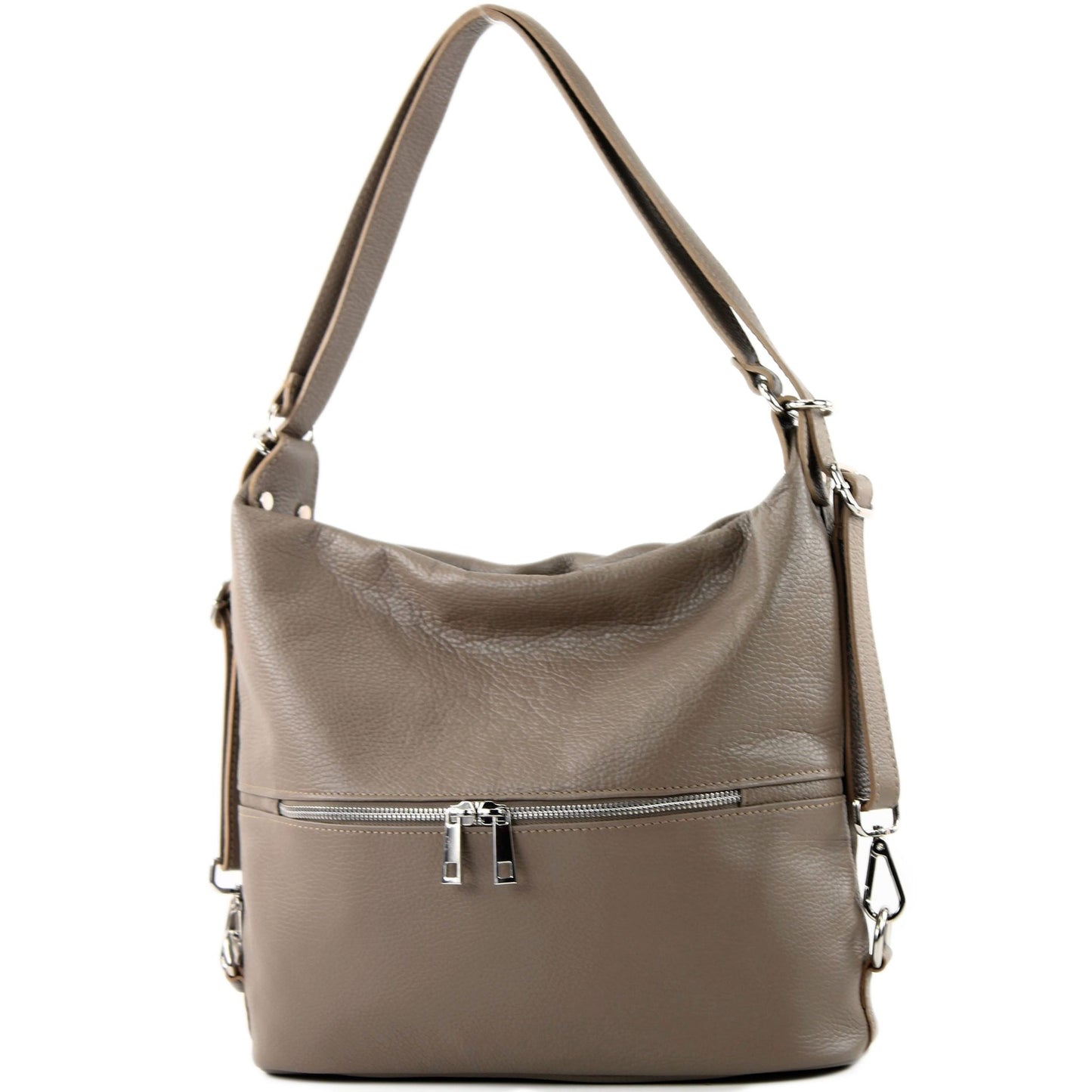 modamoda de - T233 - ital. Damen Rucksack Tasche 2in1 aus Leder