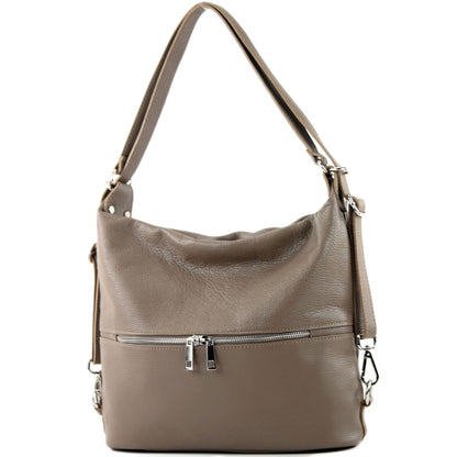 modamoda de - T233 - ital. Damen Rucksack Tasche 2in1 aus Leder