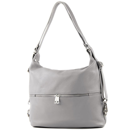 modamoda de - T233 - ital. Damen Rucksack Tasche 2in1 aus Leder