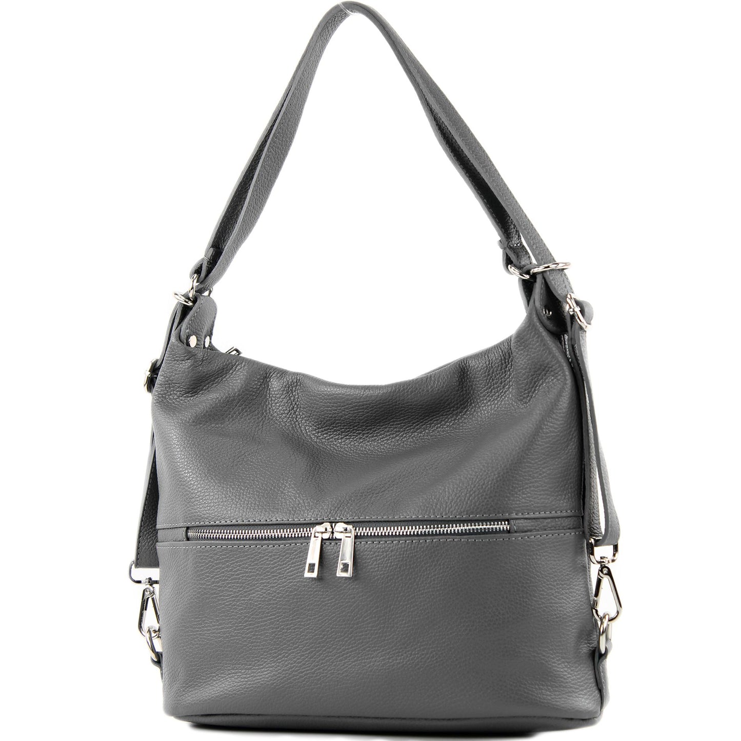 modamoda de - T233 - ital. Damen Rucksack Tasche 2in1 aus Leder