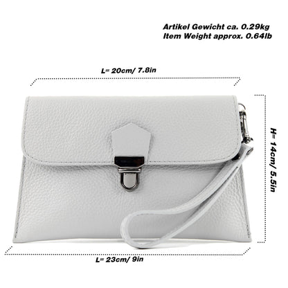 modamoda de T190 Damen Leder Clutch Handgelenktasche Schultertasche mit Kette handmade in Italy