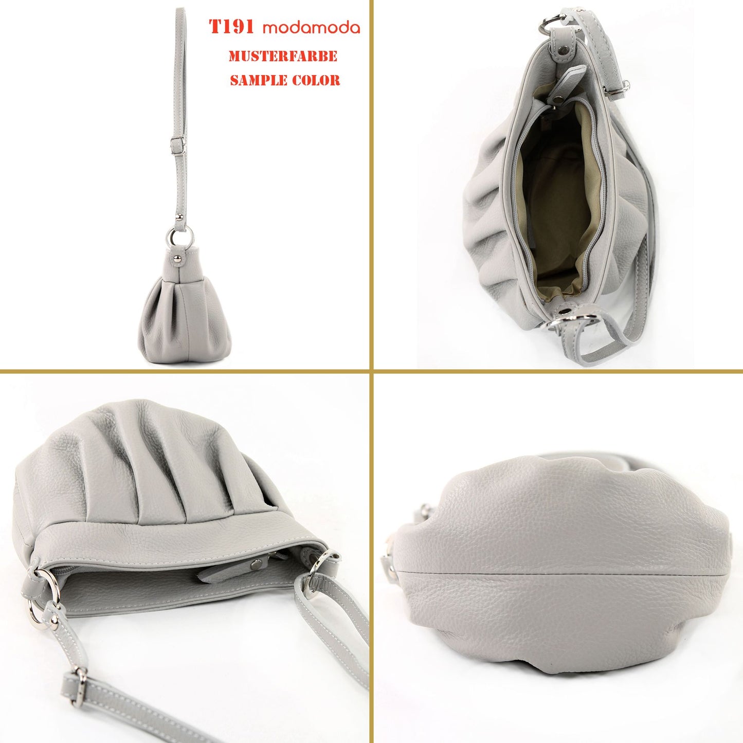 modamoda de T191 Damen Leder Umhängetasche Schultertasche Klein handmade in Italy