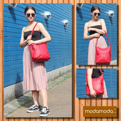 modamoda de T195 Damen Leder Schultertasche Umhängetasche handmade in Italy