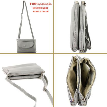 modamoda de - T199 - ital. Umhängetasche Clutch Leder Klein