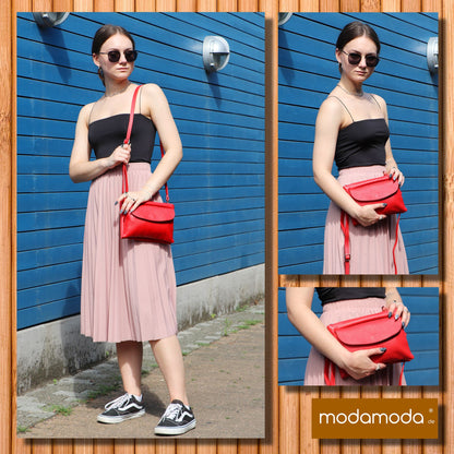 modamoda de - T199 - ital. Umhängetasche Clutch Leder Klein