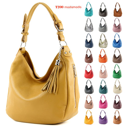 modamoda de T200 Damen Leder Schultertasche Henkeltasche handmade in Italy