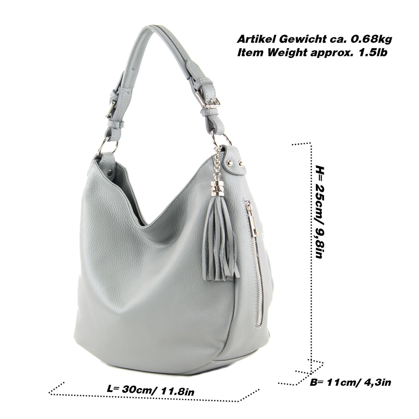 modamoda de T200 Damen Leder Schultertasche Henkeltasche handmade in Italy