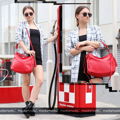 modamoda de T200 Damen Leder Schultertasche Henkeltasche handmade in Italy