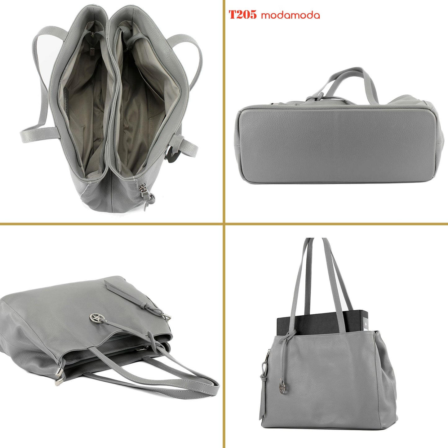 modamoda de T205 Damen Leder Schultertasche Shopper Henkeltasche handmade in Italy