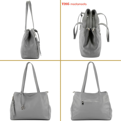 modamoda de T205 Damen Leder Schultertasche Shopper Henkeltasche handmade in Italy