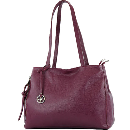 modamoda de T205 Damen Leder Schultertasche Shopper Henkeltasche handmade in Italy
