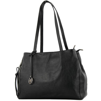 modamoda de T205 Damen Leder Schultertasche Shopper Henkeltasche handmade in Italy