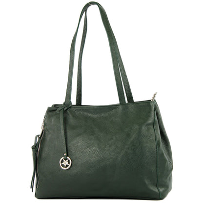 modamoda de T205 Damen Leder Schultertasche Shopper Henkeltasche handmade in Italy