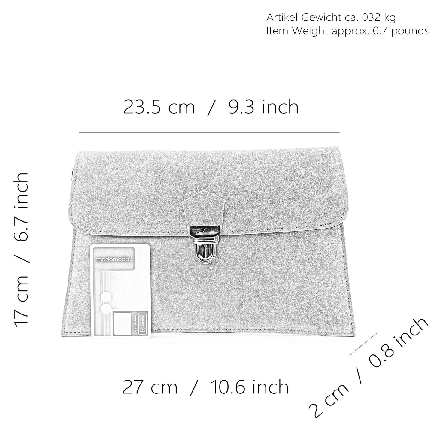 modamoda de - T206 - ital. Clutch aus Wildleder mit Goldkette