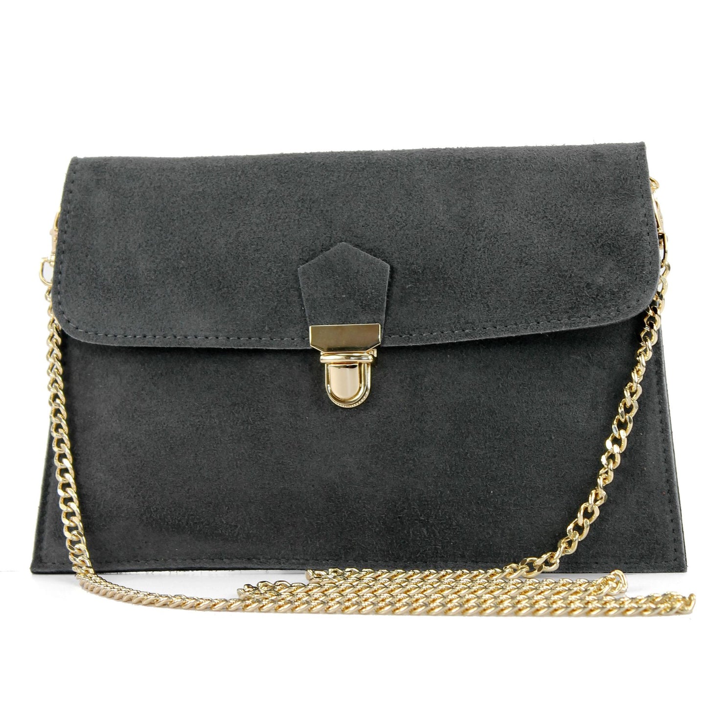 modamoda de - T206 - ital. Clutch aus Wildleder mit Goldkette