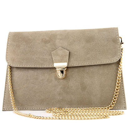 modamoda de - T206 - ital. Clutch aus Wildleder mit Goldkette