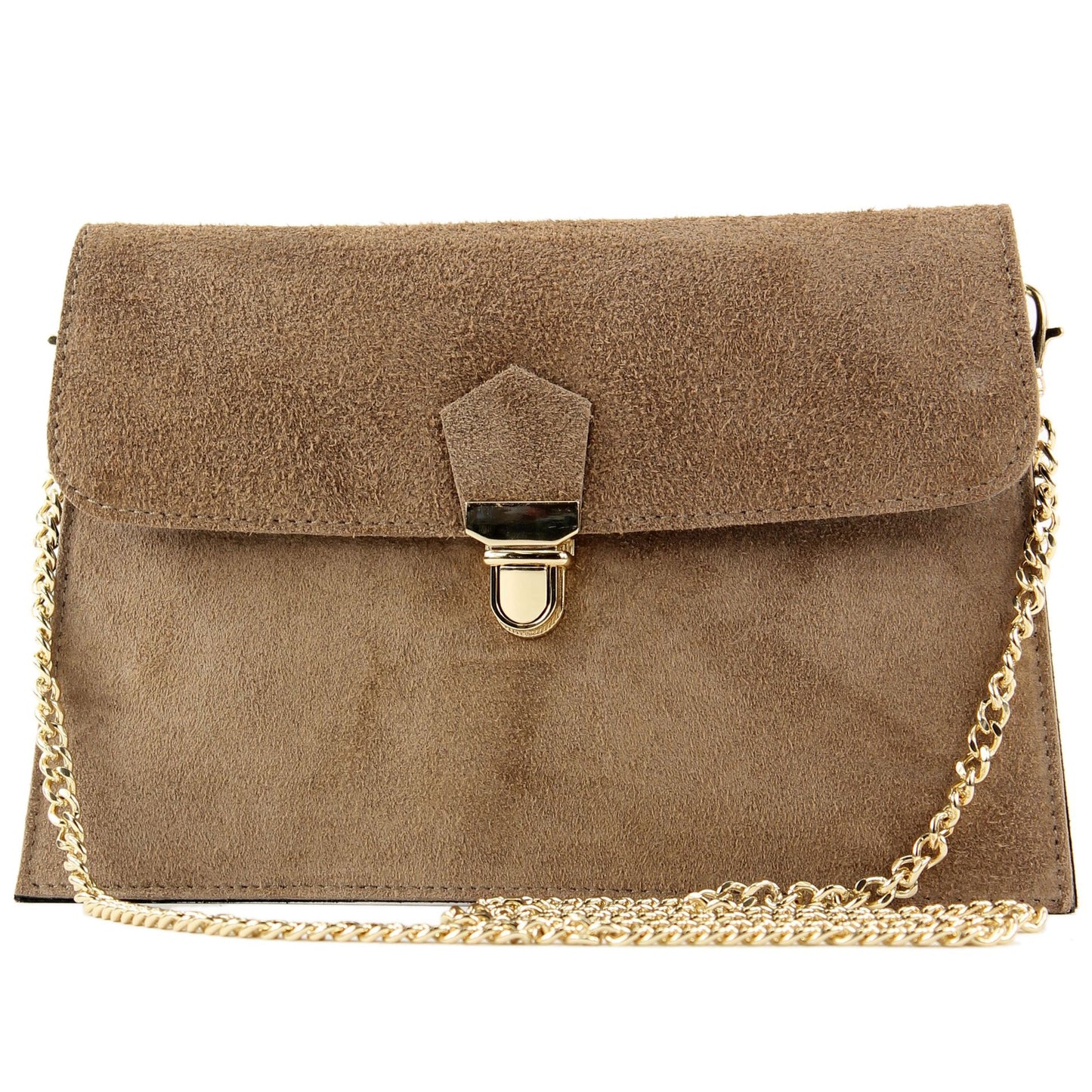 modamoda de - T206 - ital. Clutch aus Wildleder mit Goldkette