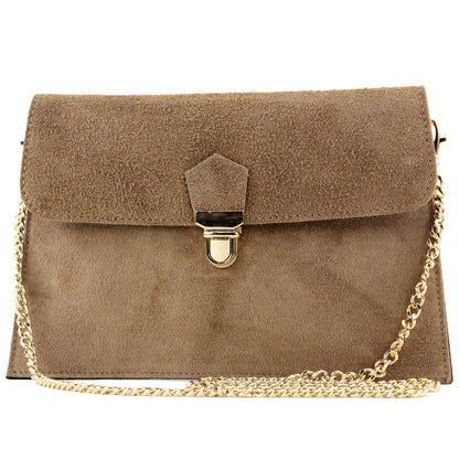 modamoda de - T206 - ital. Clutch aus Wildleder mit Goldkette