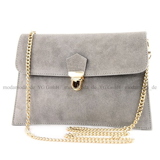 modamoda de - T206 - ital. Clutch aus Wildleder mit Goldkette