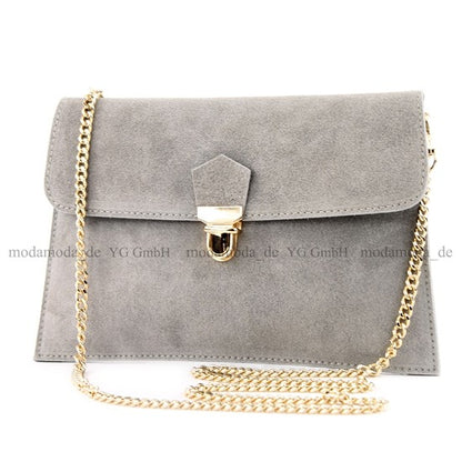 modamoda de - T206 - ital. Clutch aus Wildleder mit Goldkette
