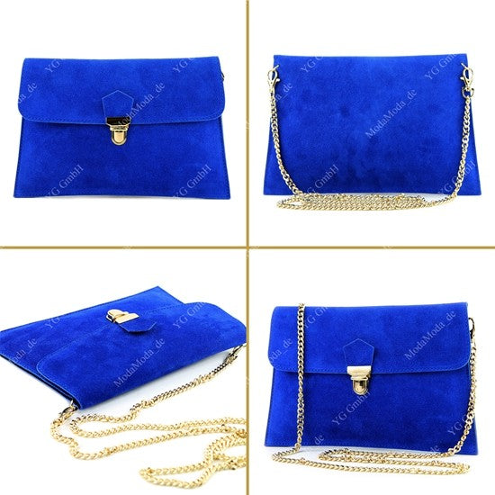 modamoda de - T206 - ital. Clutch aus Wildleder mit Goldkette