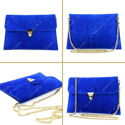 modamoda de - T206 - ital. Clutch aus Wildleder mit Goldkette