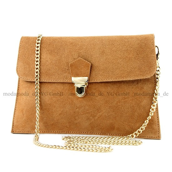modamoda de - T206 - ital. Clutch aus Wildleder mit Goldkette