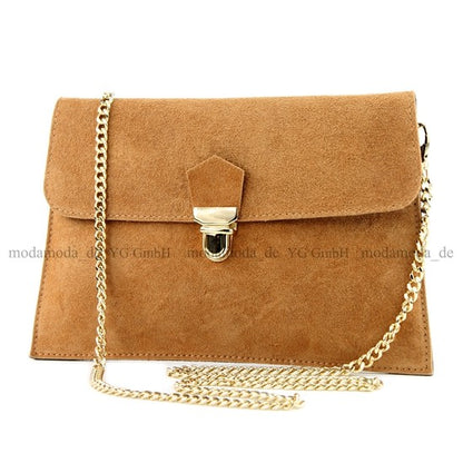 modamoda de - T206 - ital. Clutch aus Wildleder mit Goldkette