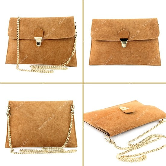 modamoda de - T206 - ital. Clutch aus Wildleder mit Goldkette